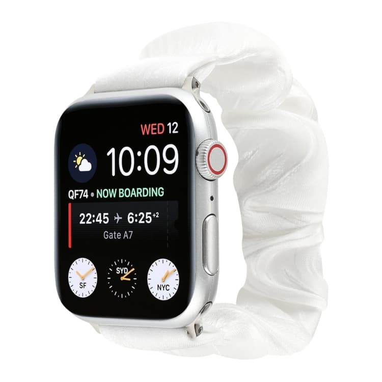 Cinturino per orologio in tessuto con motivo a conchiglia per Apple Watch Serie 9&8&7 41mm / SE 3&SE 2&6&SE&5&4 40mm / 3&2&1 38mm (Bianco) - Immagine 1