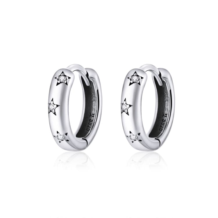 Orecchini semplici in argento sterling S925 a forma di stella - Immagine 1