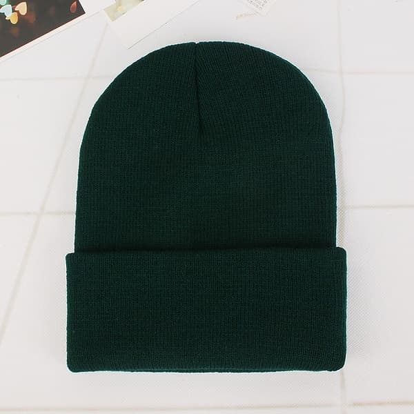 Simple Solid Color Warm Pullover Knit Cap for Men / Women(Blackish green) - Immagine 1