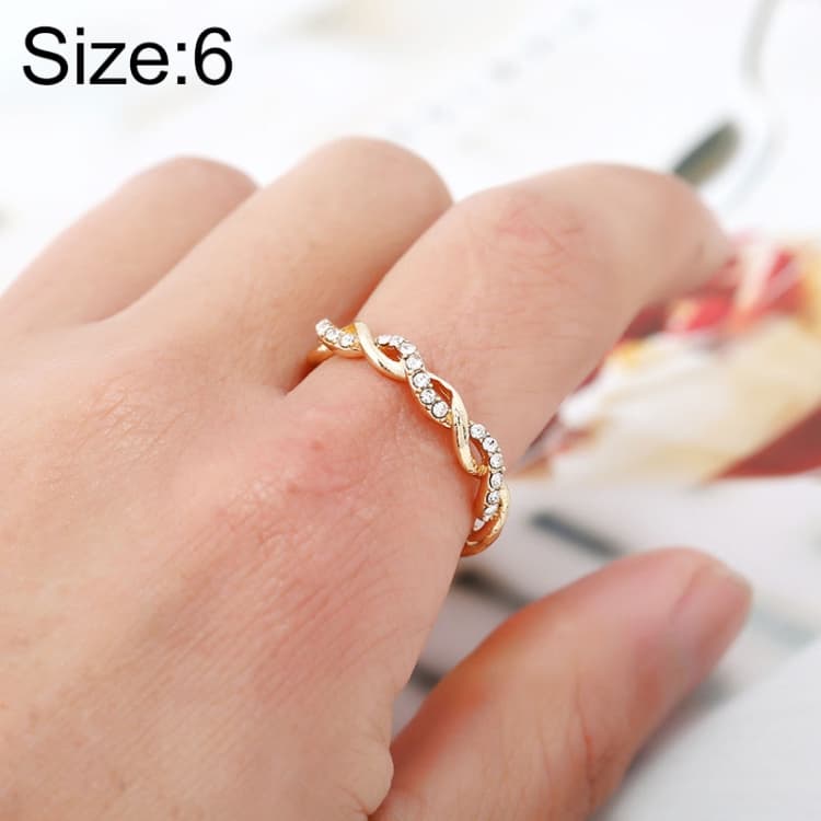 Anello modellabile semplice ed elegante con strass per donna (Oro, taglia US 6) - Immagine 1