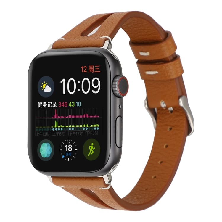 Cinturino per orologio in pelle a forma di V semplice per Apple Watch Series 7 41mm / 6 & SE & 5 & 4 40mm / 3 & 2 & 1 38mm (Marrone) - Immagine 1
