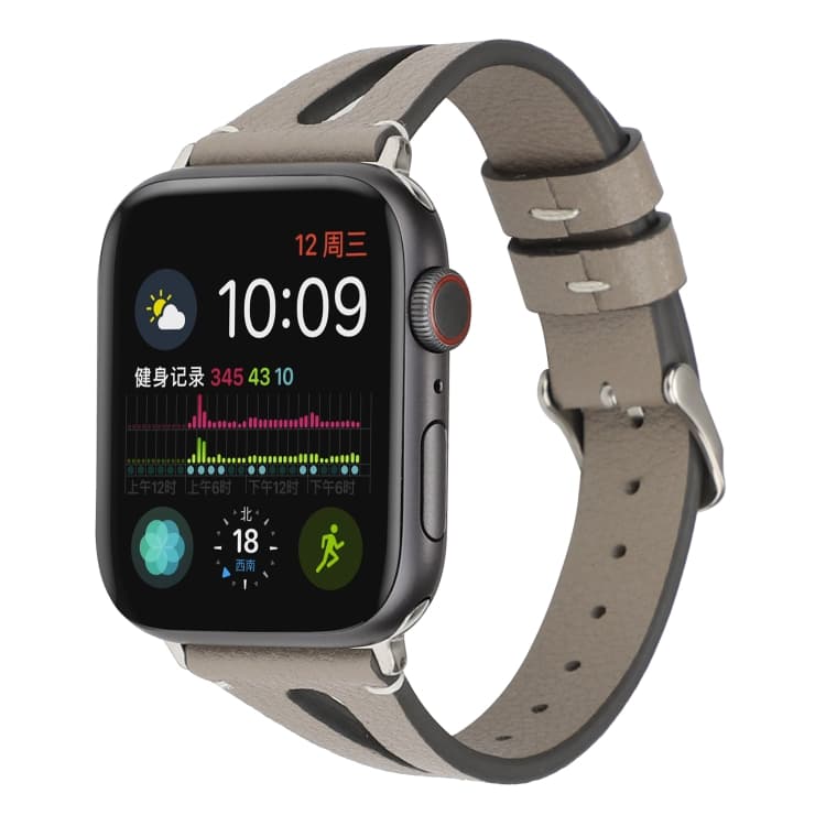 Cinturino per orologio in pelle a forma di V semplice per Apple Watch Series 7 41mm / 6 & SE & 5 & 4 40mm / 3 & 2 & 1 38mm (Grigio) - Immagine 1