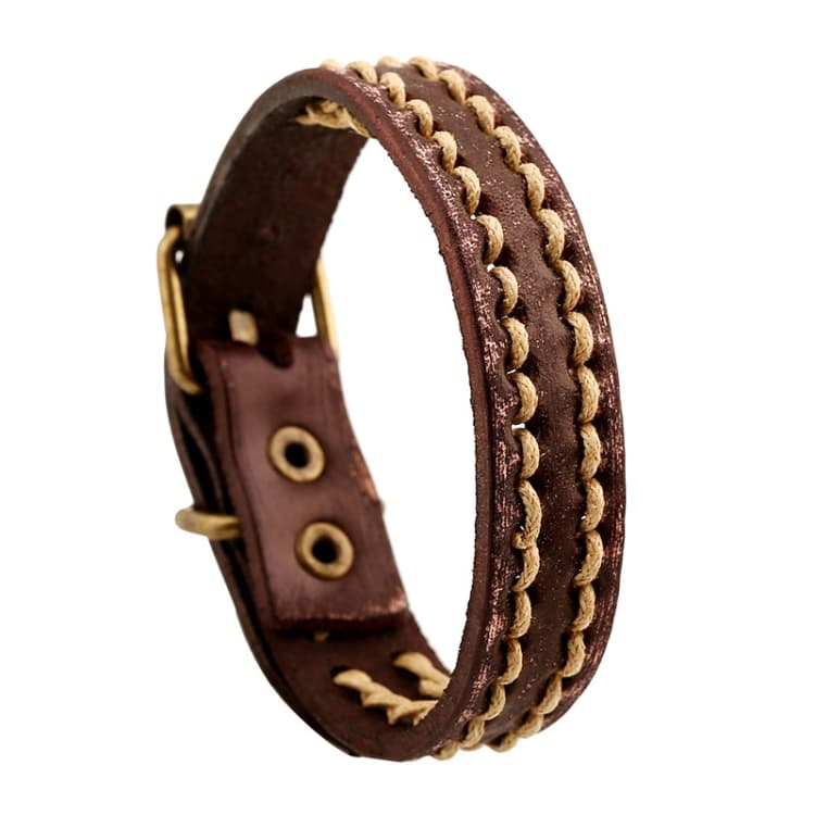 Bracciale intrecciato vintage semplice, bracciale regolabile personalizzato (marrone retrò) - Immagine 1