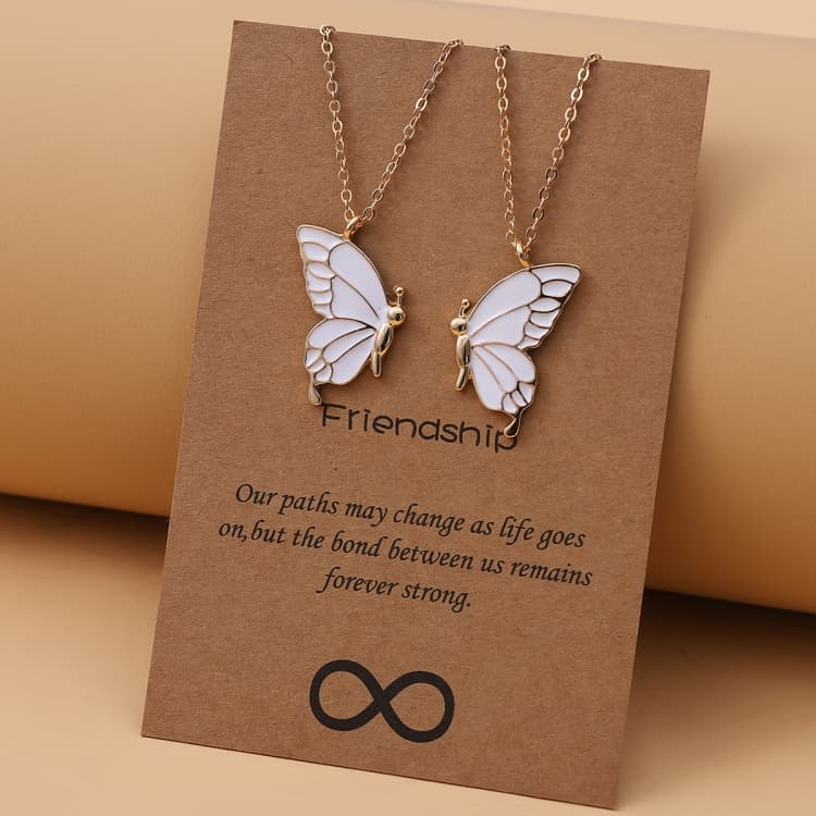 Collana a goccia con farfalla in lega, catena clavicola, sorelle madre e figlia (Oro) - Immagine 1