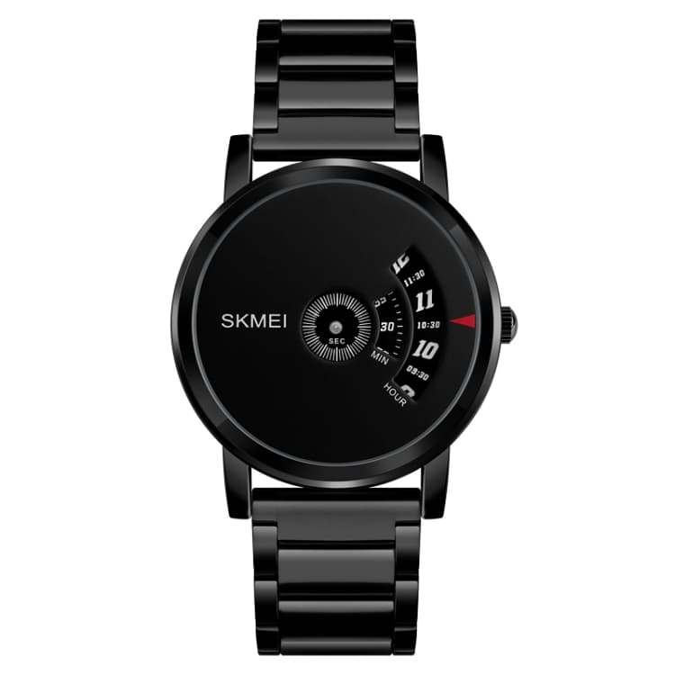 SKMEI 1260 Orologio da polso al quarzo creativo e alla moda, impermeabile fino a 30 m, con cinturino in acciaio inossidabile (Nero) - Immagine 1