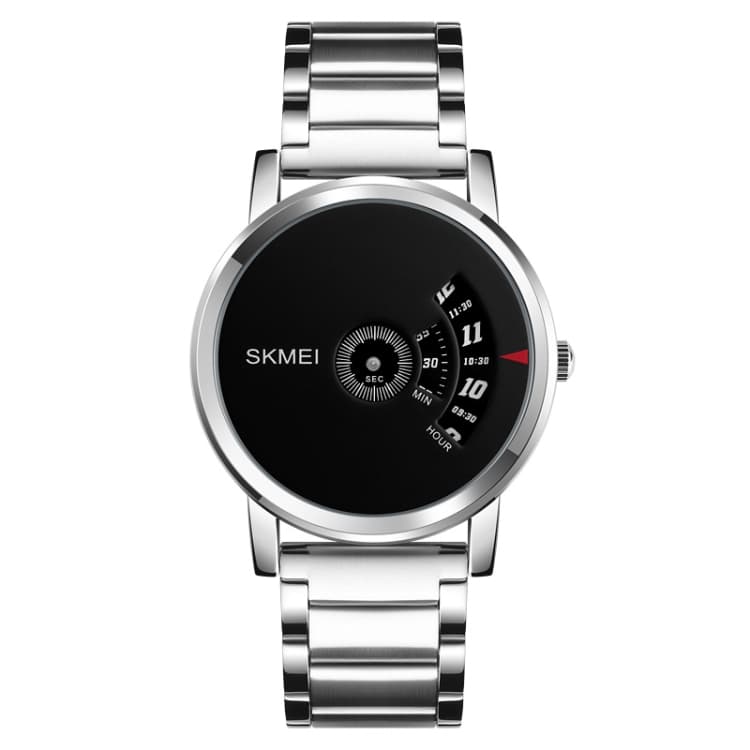 SKMEI 1260 Orologio da polso al quarzo creativo e alla moda con indici, impermeabile fino a 30 metri, con cinturino in acciaio inossidabile (argento+nero) - Immagine 1