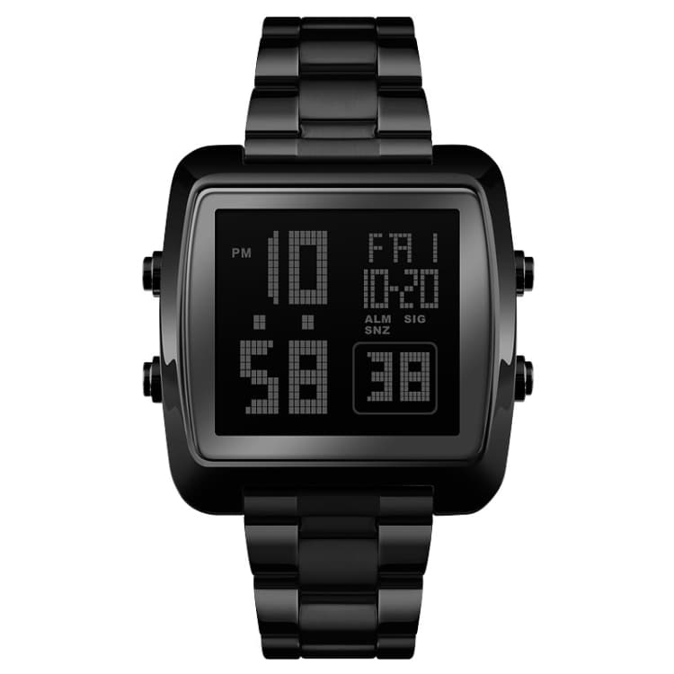 SKMEI 1369 Orologio da uomo retrò impermeabile in acciaio con cinturino in acciaio e quadrante luminoso (Nero) - Immagine 1