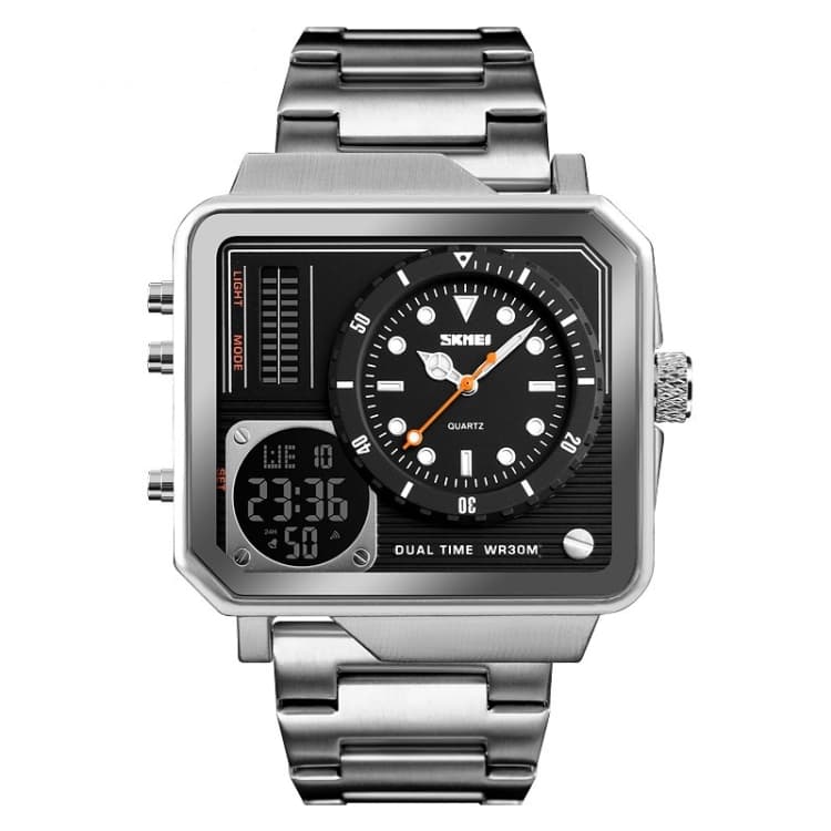 SKMEI 1392 Orologio sportivo multifunzione da esterno, doppio display, impermeabile, elettronico (argento) - Immagine 1