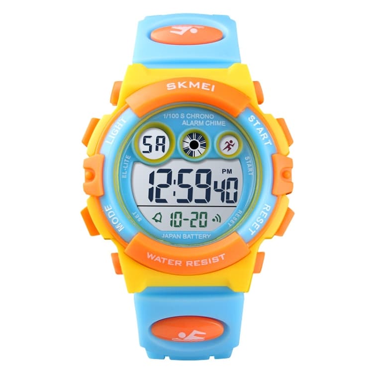 SKMEI 1451 LED Cronometro Digitale Luminoso Orologio Sportivo per Bambini (Guscio Giallo Cerchio Blu) - Immagine 1