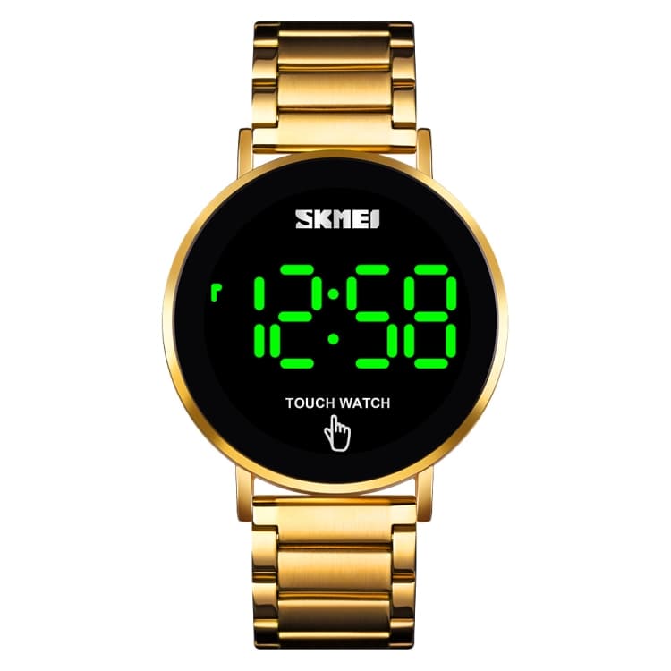SKMEI 1550 Orologio da uomo semplice ed elegante con touch screen LED, impermeabile, in acciaio inossidabile, con orologio elettronico (Oro) - Immagine 1