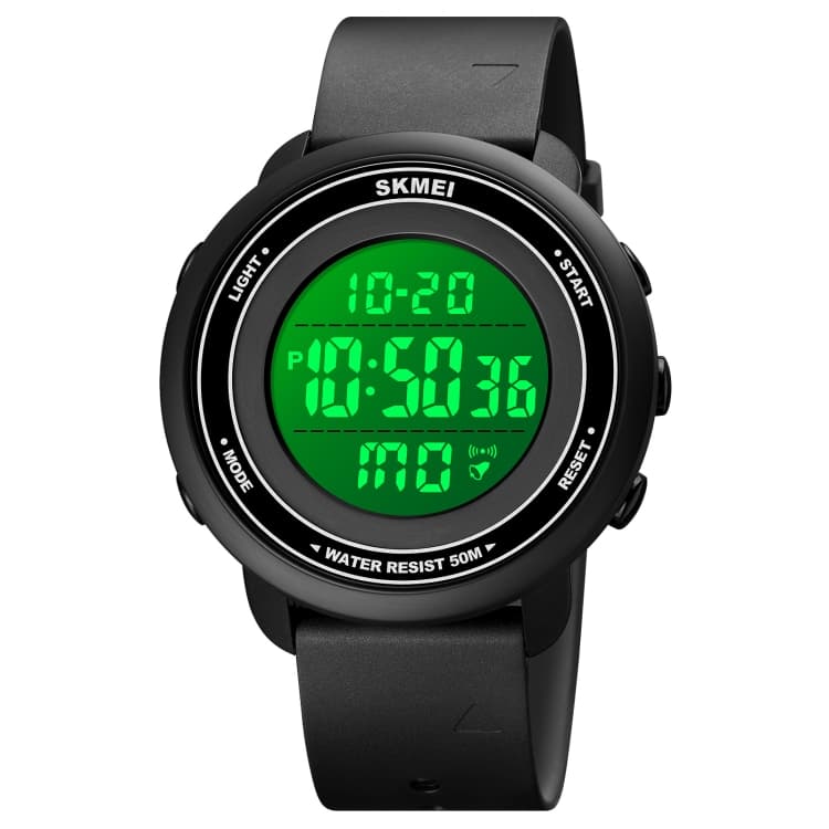 SKMEI 1736 Orologio elettronico luminoso a display LED con quadrante rotondo triplo e cronometro (Nero e Bianco) - Immagine 1