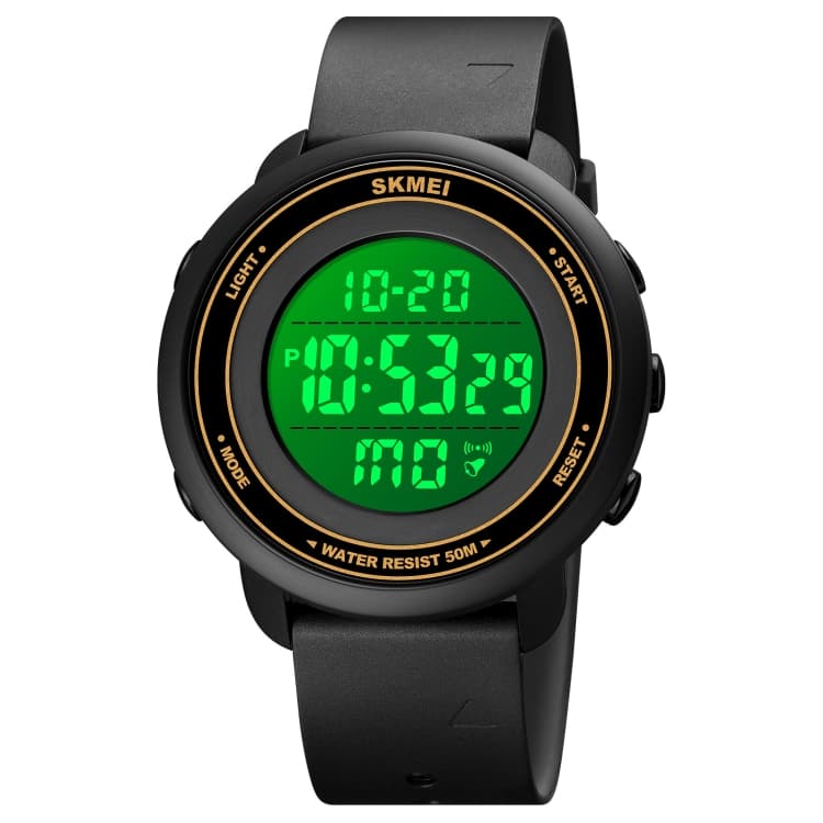 SKMEI 1736 Orologio elettronico luminoso a display LED con quadrante rotondo triplo (Oro e Bianco) - Immagine 1