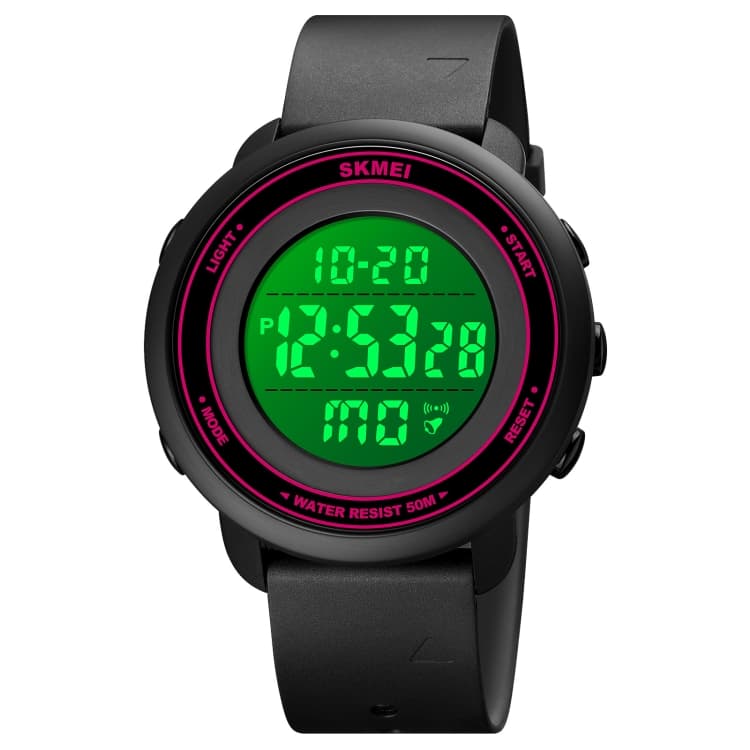 SKMEI 1736 Orologio elettronico luminoso a display LED con quadrante rotondo triplo e cronometraggio (Rosso e Bianco) - Immagine 1