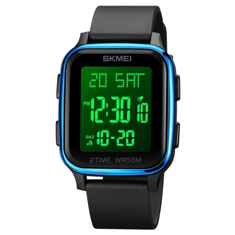 SKMEI 1858 Orologio Quadrato Impermeabile con Doppio Display Digitale e Luminosità LED (Blu) - Immagine 1