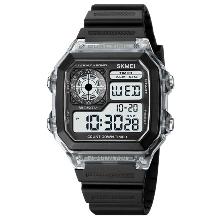 SKMEI 1998 Orologio Multifunzione Sportivo Impermeabile con Guscio Trasparente e Sensore di Ghiaccio (Bianco) - Immagine 1