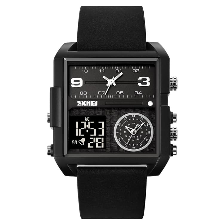 SKMEI 2021 Orologio sportivo da uomo con quadrante grande quadrato e triplo movimento (Nero, macchina nera) - Immagine 1