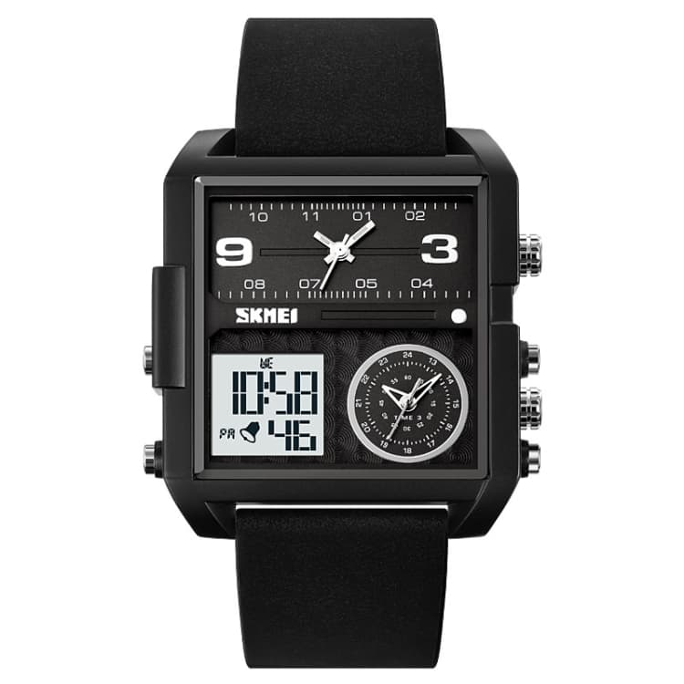 SKMEI 2021 Orologio sportivo da uomo con quadrante grande quadrato e triplo movimento (nero con macchina bianca) - Immagine 1