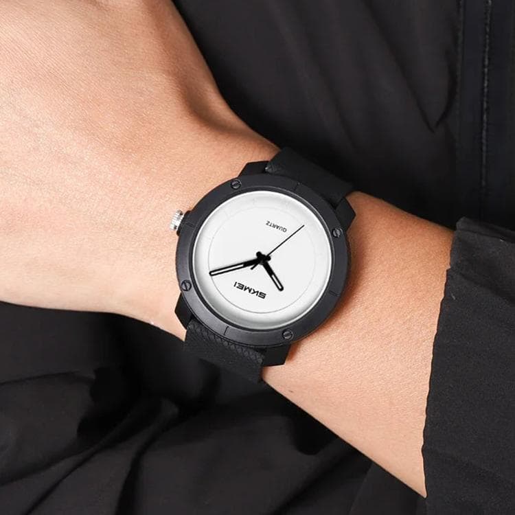 SKMEI 2557 Orologio Unisex Semplice da Coppia, Impermeabile 50m, al Quarzo (Cassa Nera, Quadrante Bianco) - Immagine 1