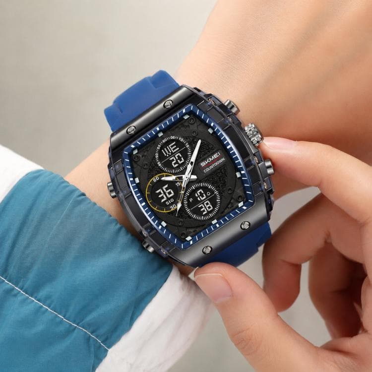 SKMEI 2602 Orologio sportivo multifunzionale a doppio display, resistente all'acqua fino a 50 m, cronografo luminoso, orologio digitale da esterno (blu reale) - Immagine 1