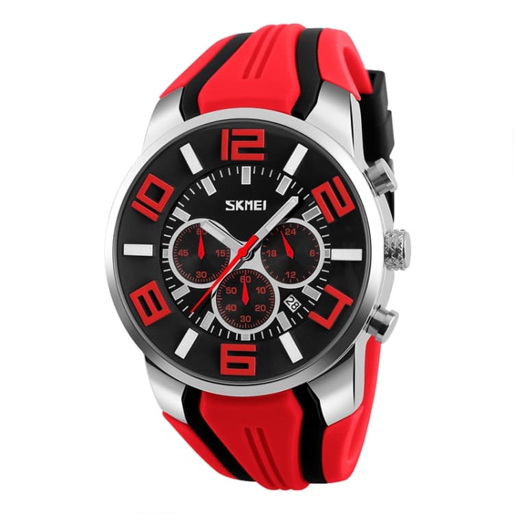 SKMEI 9128 Orologio Sportivo Moda Multifunzionale con Quadrante Grande 3D Impermeabile 30m al Quarzo (Rosso) - Immagine 1
