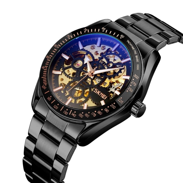 SKMEI 9194 Orologio Automatico Meccanico Uomo con Quadrante a Ingranaggi (Nero) - Immagine 1