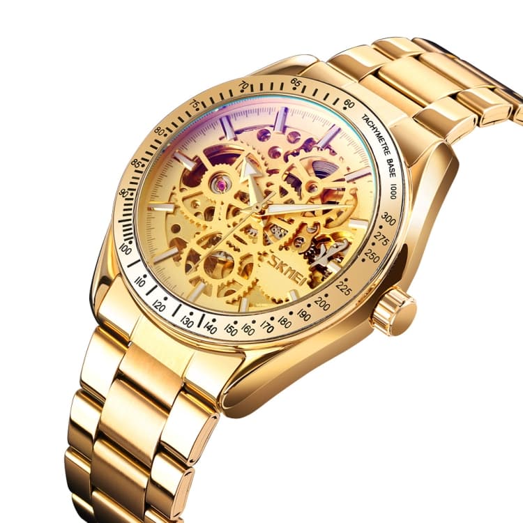 SKMEI 9194 Orologio Automatico Uomo con Ingranaggi e Quadranti Meccanici (Oro) - Immagine 1