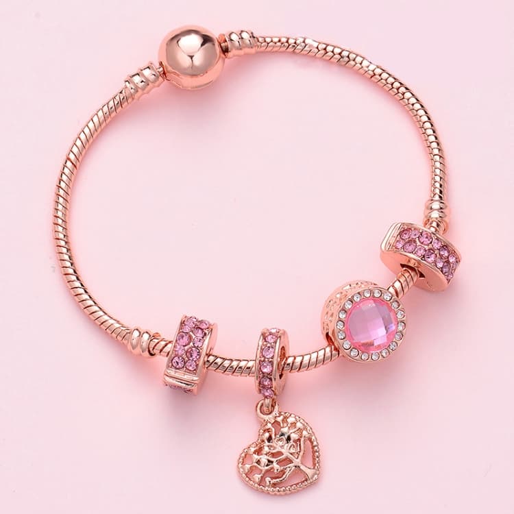 Bracciale con perline rosa oro rosa SL130 18 cm per donna - Immagine 1