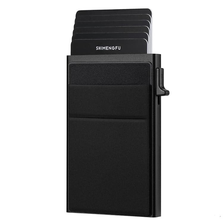 Slim Metal Wallet Pop Up Credit Card Holder RFID Blocking Men Business Card Clip(Black) - Immagine 1