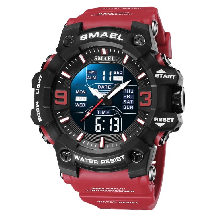 SMAEL 8049 Waterproof Sports Watch Men Multi-function Night Light Electronic Watch(Red) - Immagine 1
