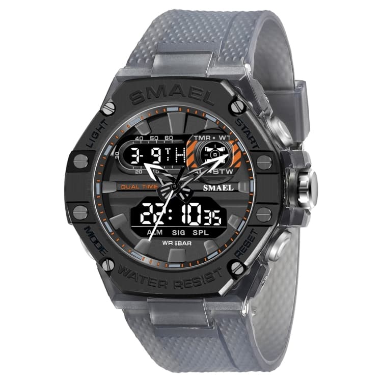 SMAEL 8066 Outdoor Electronic Sports Watch Alloy Colorful Multifunctional Men Watch(Gray) - Immagine 1