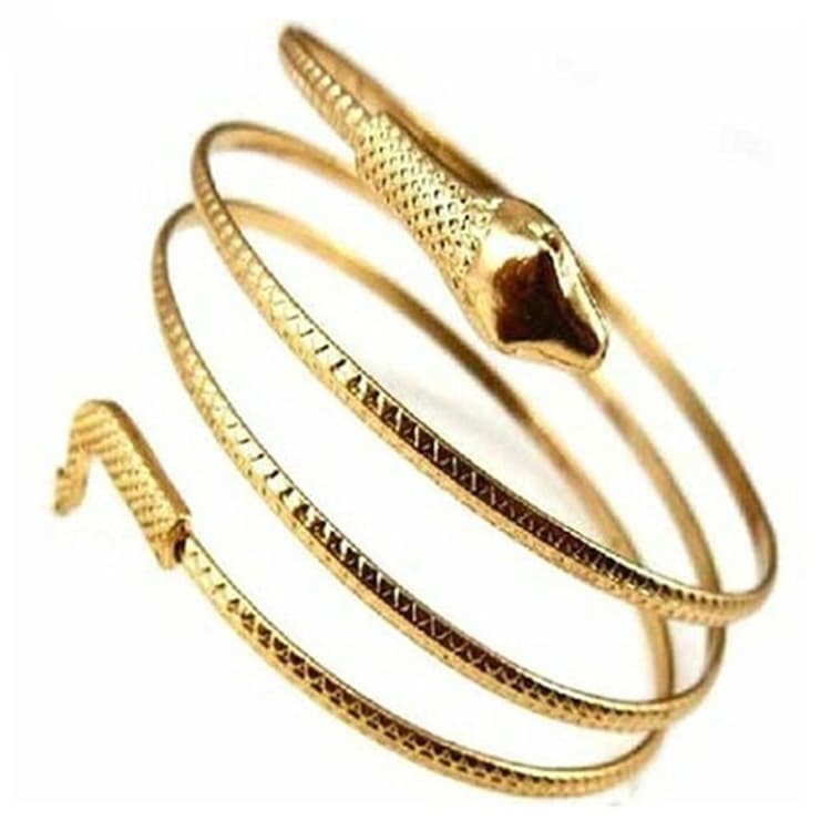 Bracciale a serpente in metallo piccolo, anello a serpente attorcigliato, bracciale a fascia (Oro) - Immagine 1