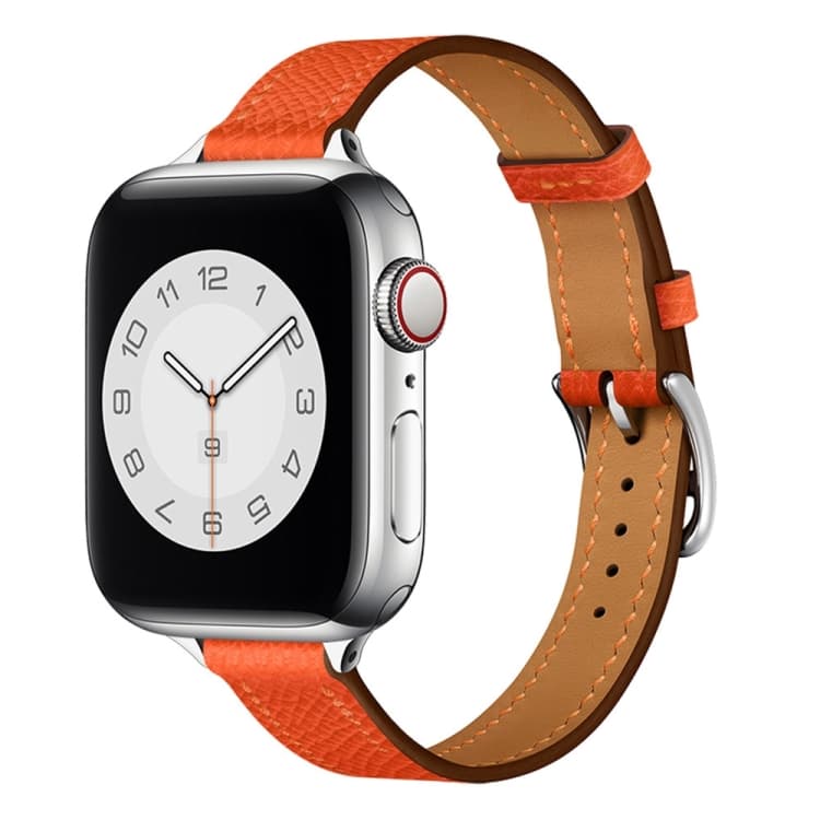 Small Waist Leather Watch Band For Apple Watch Ultra 49mm&Watch Ultra 2 49mm / Series 9&8&7 45mm / SE 3&SE 2&6&SE&5&4 44mm / 3&2&1 42mm(Flame Orange)
