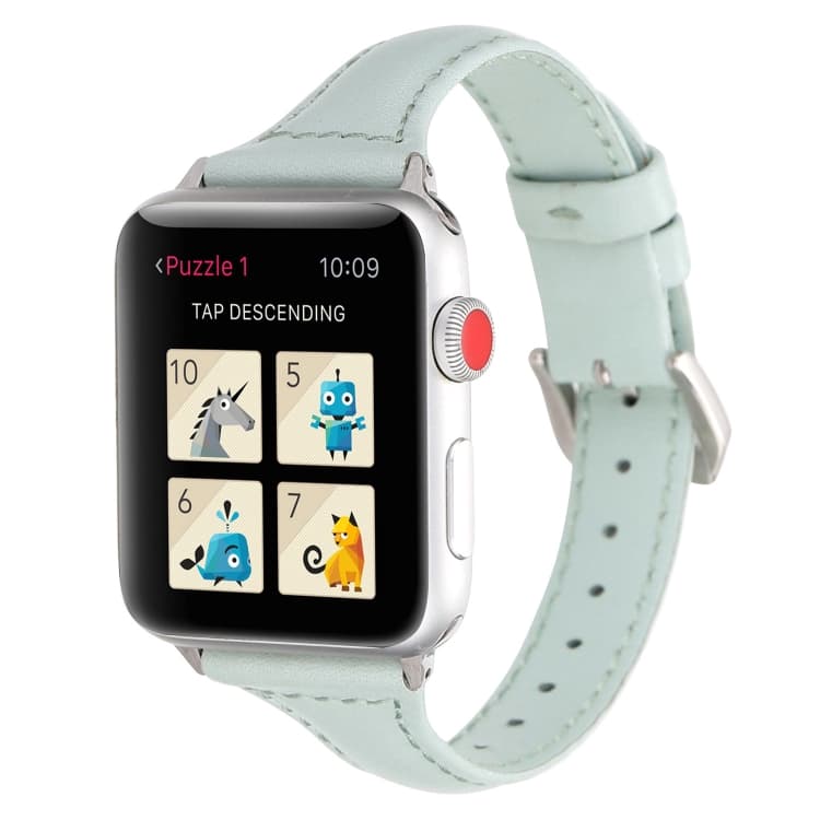Cinturino per orologio in pelle per vita sottile per Apple Watch Ultra 49mm e Watch Ultra 2 49mm / Series 9&8&7 45mm / SE 3&SE 2&6&SE&5&4 44mm / 3&2&1 42mm (Verde chiaro) - Immagine 1