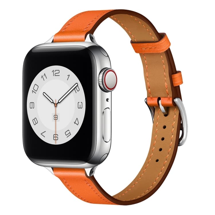 Small Waist Leather Watch Band For Apple Watch Ultra 49mm&Watch Ultra 2 49mm / Series 9&8&7 45mm / SE 3&SE 2&6&SE&5&4 44mm / 3&2&1 42mm(Orange)