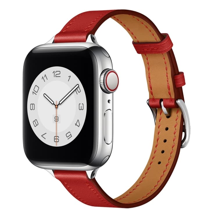 Small Waist Leather Watch Band For Apple Watch Ultra 49mm&Watch Ultra 2 49mm / Series 9&8&7 45mm / SE 3&SE 2&6&SE&5&4 44mm / 3&2&1 42mm(Red)