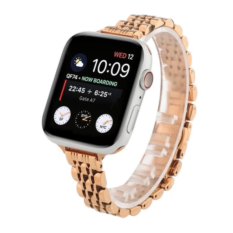Cinturino per orologio in acciaio inossidabile con sette perle per vita stretta per Apple Watch Series 9&8&7 41mm / SE 3&SE 2&6&SE&5&4 40mm / 3&2&1 38mm (Oro rosa) - Immagine 1