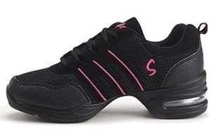 Scarpe da ballo moderne con suola morbida in mesh traspirante, scarpe rialzate per donna, taglia scarpa: 35 (nero rosa) - Immagine 1