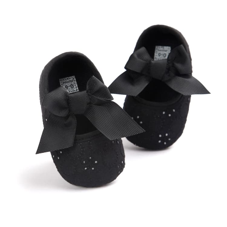 Scarpe per bambini con suola morbida antiscivolo, scarpe da principessa per neonati (Nero)