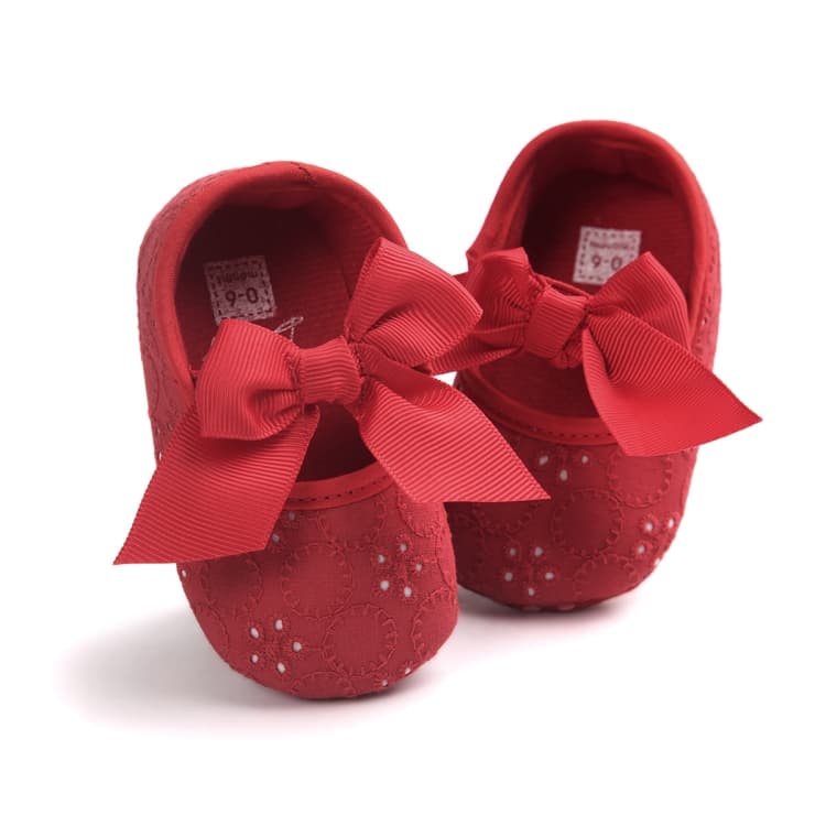 Scarpe per bambini con suola morbida antiscivolo, scarpe da principessa per neonati (Rosse) - Immagine 1
