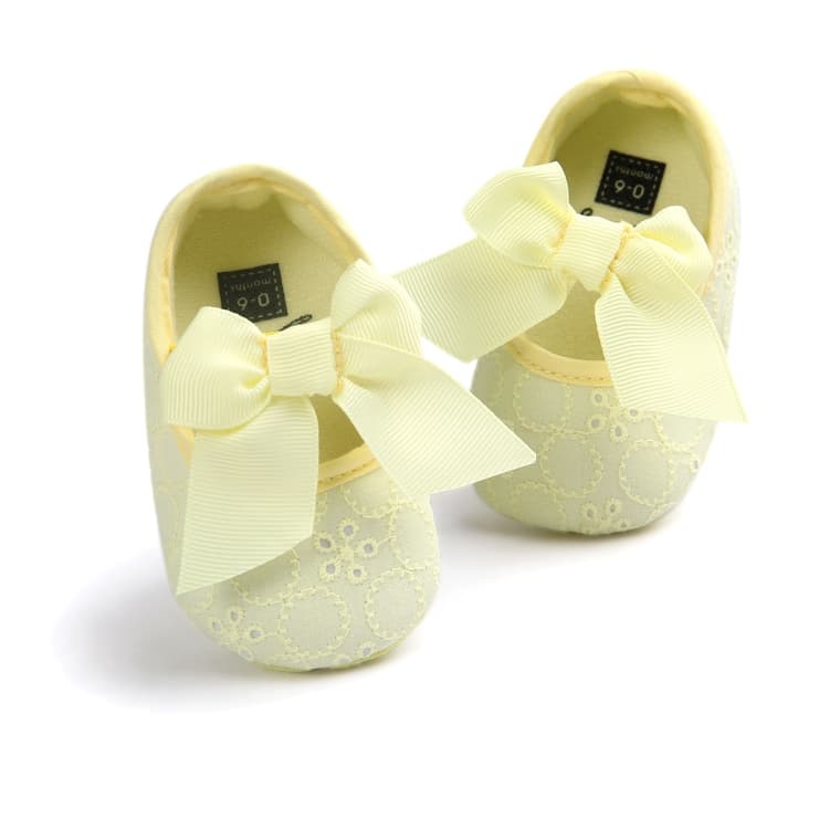 Scarpe per bambini con suola morbida antiscivolo, scarpe da principessa per neonati (Giallo)
