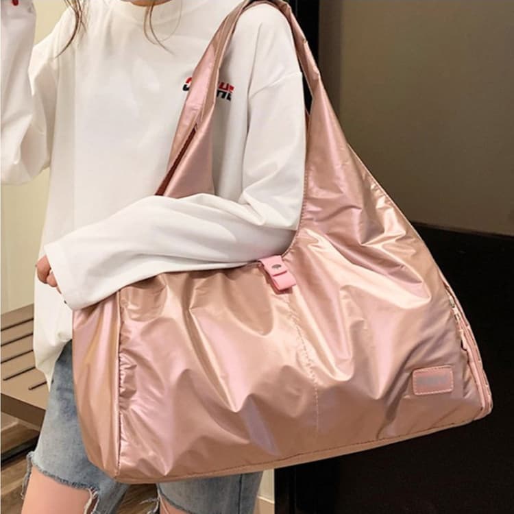 Soft Nylon Cloth Shoulder Sports Gym Yoga Handbag (Rose Gold) - Immagine 1