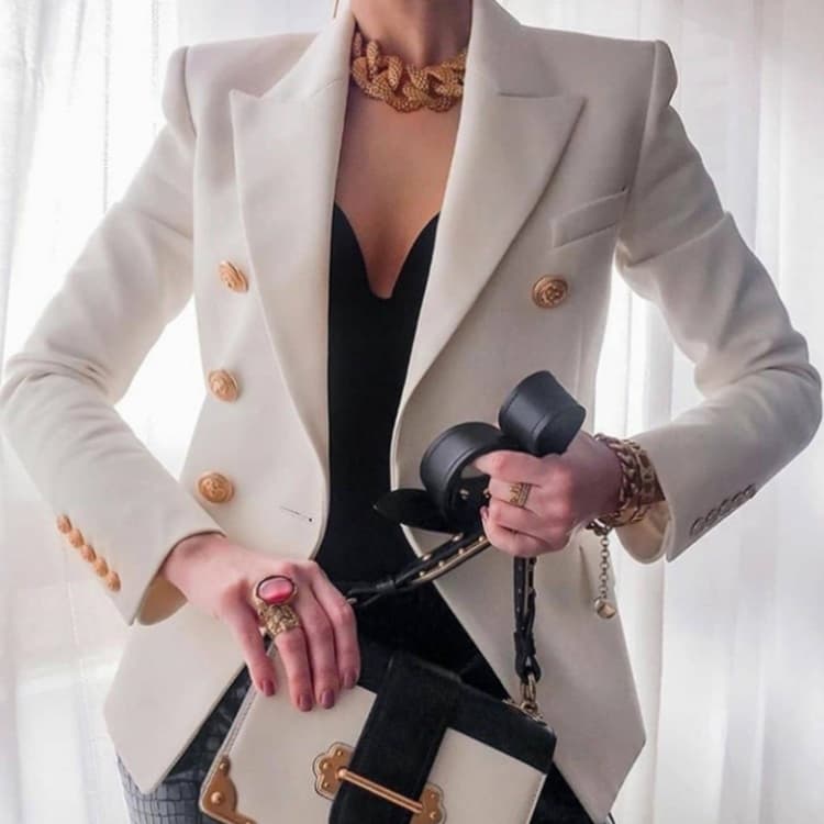 Solid Color Slim Long-sleeved Cardigan Short Suit Jacket for Ladies - Immagine 1