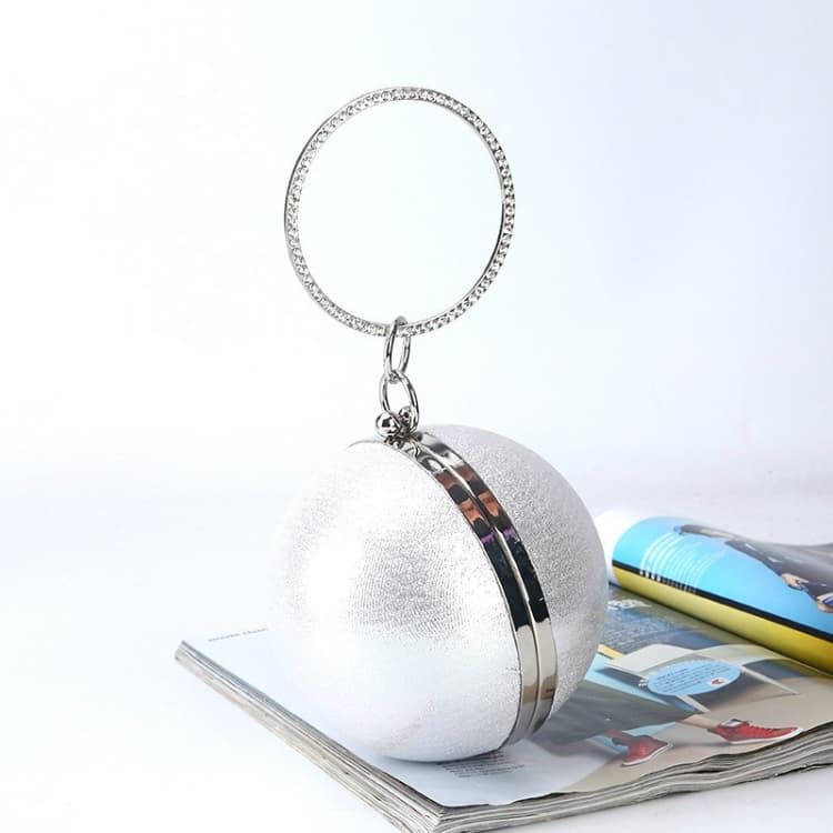 Spherical Dinner Bag Simple Personality Round Ball Evening Bag Ladies Pu Banquet Bag Makeup Clutch Bag(Silver) - Immagine 1