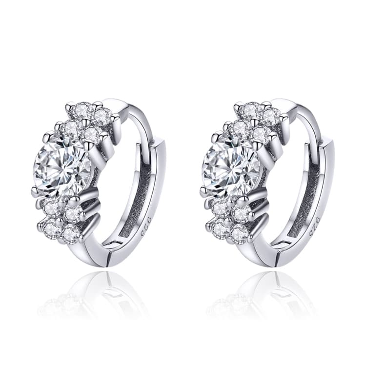 Orecchini in argento sterling con zircone, temperamento semplice, S925, colore: argento - Immagine 1