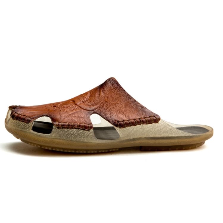 Pantofole in pelle estive da uomo, casual, taglia grande, scarpe da spiaggia basse