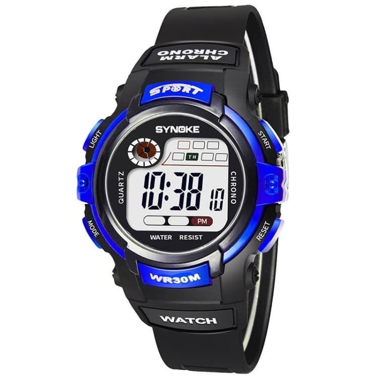 SYNOKE 99569 Children LCD Luminous Waterproof Electronic Sports Watch(Black Blue) - Immagine 1