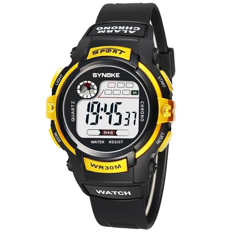 SYNOKE 99569 Children LCD Luminous Waterproof Electronic Sports Watch(Black Gold) - Immagine 1