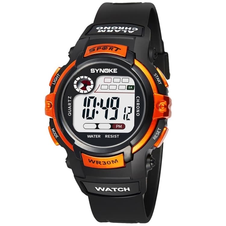 SYNOKE 99569 Children LCD Luminous Waterproof Electronic Sports Watch(Black Orange) - Immagine 1