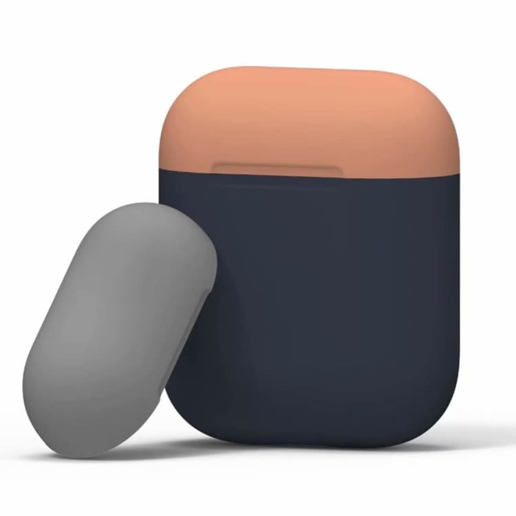 Custodia protettiva per caricabatterie per auricolari wireless DropProof a tre colori per Apple AirPods 1/2 (Grigio Arancione Blu Scuro) - Immagine 1