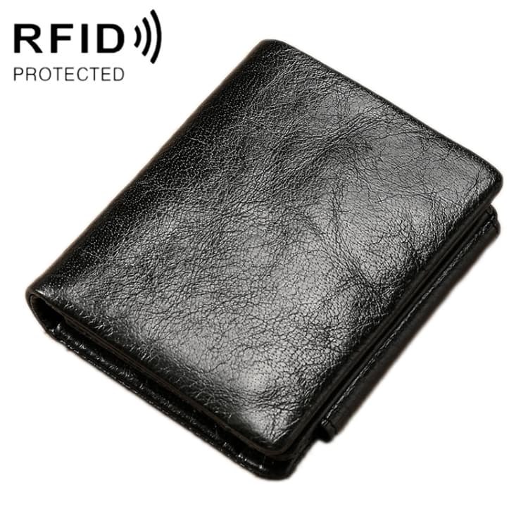 TP-191 RFID Multifunctional Tri-Fold Retro Men Genuine Leather Wallet(Black) - Immagine 1